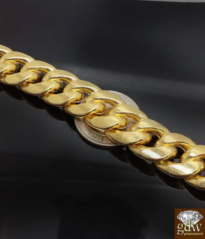 globalwatches10 Bracelets REAL 10k Gold Miami Cuban Bracelet 18MM BOX LOCK Men 85 inch