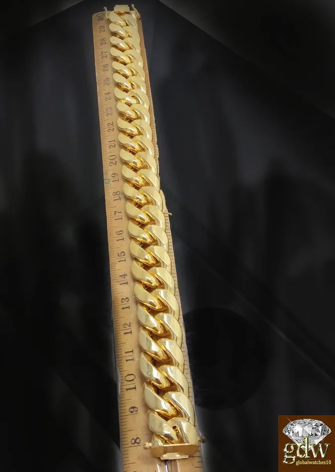 globalwatches10 Bracelets REAL 10k Gold Miami Cuban Bracelet 18MM BOX LOCK Men 85 inch