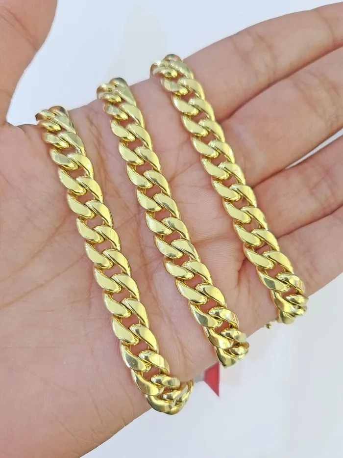 Globalwatches10 Necklaces 10k Yellow Gold 8mm Miami Cuban Link Chain Necklace 2028 Inches Real