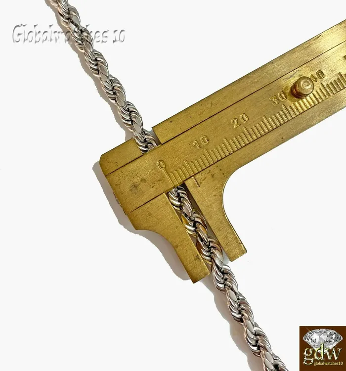 Gold and Diamond 10k White Gold Rope Chain 2228 Inch 5mm Necklace Men Women Real Gold Lobster c Necklaces