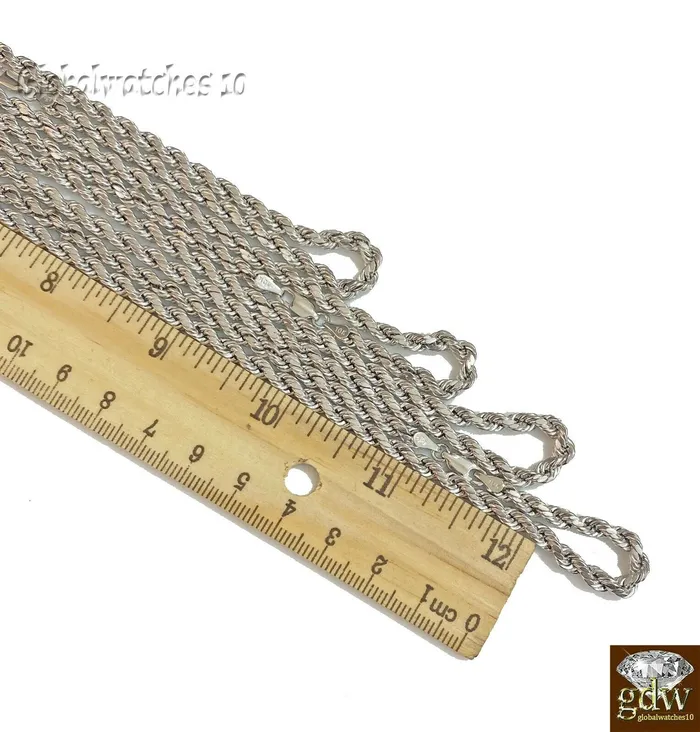 Gold and Diamond 10k White Gold Rope Chain 2228 Inch 5mm Necklace Men Women Real Gold Lobster c Necklaces