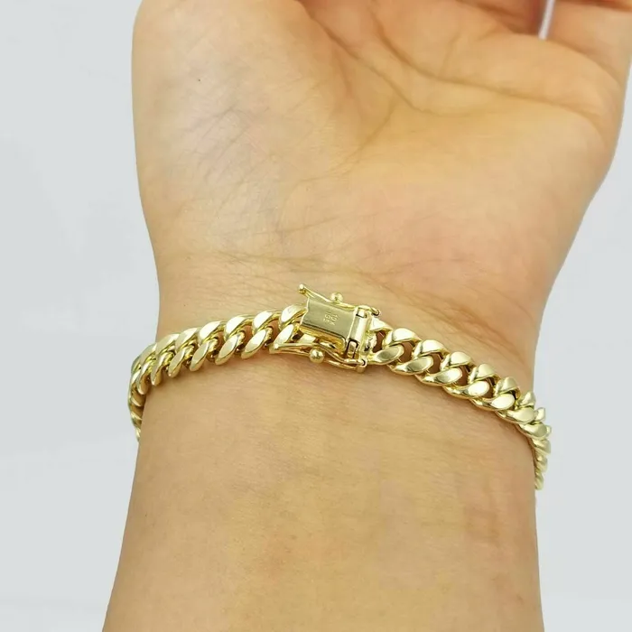 Gold and Diamond Bracelets Real Gold Bracelet 10k Gold 6mm Link 75 inch Men Women Miami Cuban Link Gold and Diamond Bracelets Real Gold Bracelet 10k Gold 6mm Link 75 inch Men Women Miami Cuban Link