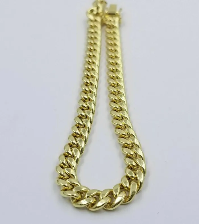 Gold and Diamond Bracelets Real Gold Bracelet 10k Gold 6mm Link 75 inch Men Women Miami Cuban Link