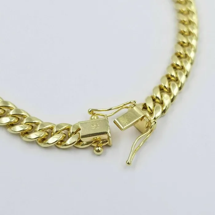 Gold and Diamond Bracelets Real Gold Bracelet 10k Gold 6mm Link 75 inch Men Women Miami Cuban Link