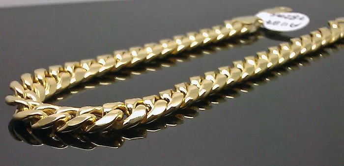 Gold and Diamond Bracelets Real Gold Bracelet 10k Gold 6mm Link 75 inch Men Women Miami Cuban Link