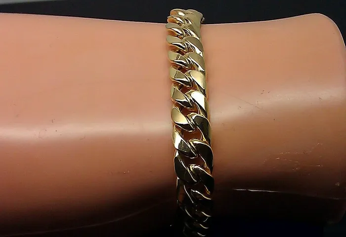 Gold and Diamond Bracelets Real Gold Bracelet 10k Gold 6mm Link 75 inch Men Women Miami Cuban Link