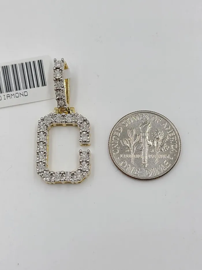 Gold and Diamond Charm Necklaces Real 10k Gold Diamond Letter C Initial Alphabet CharmPendant 125