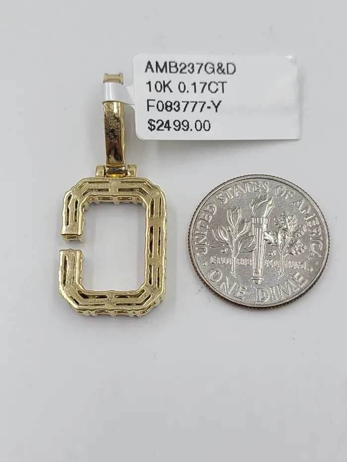 Gold and Diamond Charm Necklaces Real 10k Gold Diamond Letter C Initial Alphabet CharmPendant 125