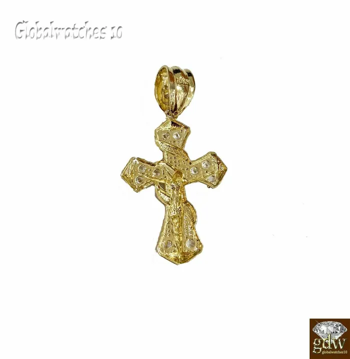 Gold and Diamond Necklaces 10k Gold Men Cross Charm Pendant Miami Cuban Rope Chain 20 22 24 26 Inch