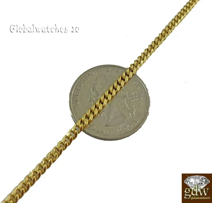 Gold and Diamond Necklaces 10k Gold Round Dollar Sign Pendant with Miami Cuban Chain in various Length Real
