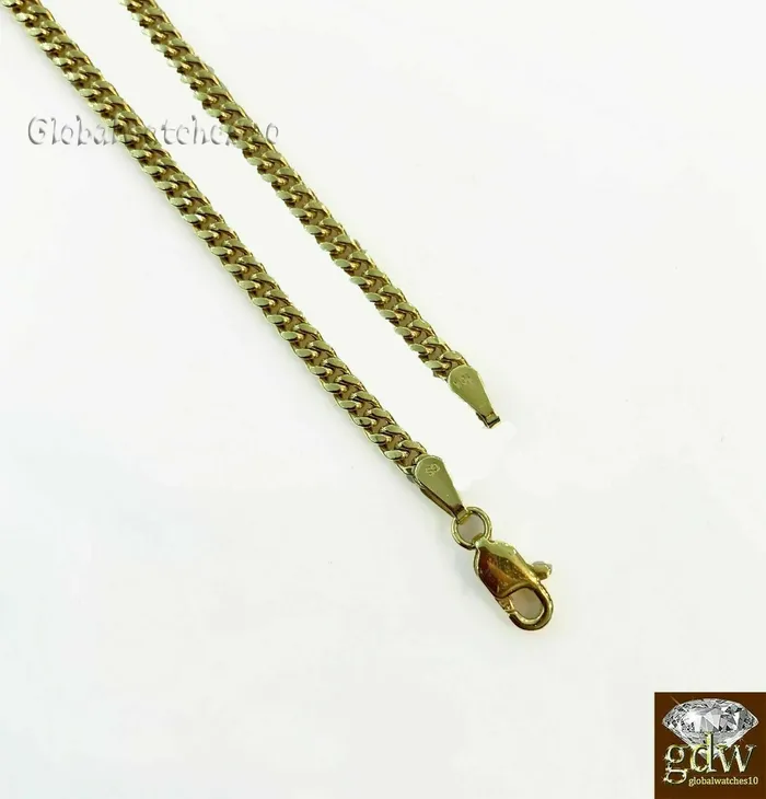 Gold and Diamond Necklaces 10k Gold Round Dollar Sign Pendant with Miami Cuban Chain in various Length Real