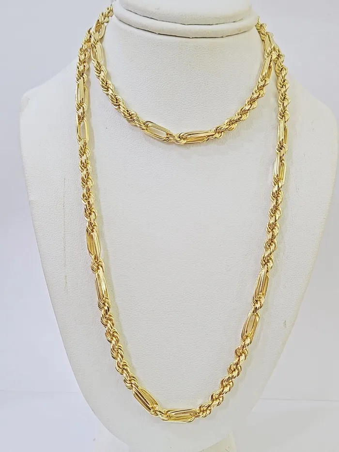 Gold and Diamond Necklaces 10k Solid Yellow Gold Milano Rope chain 4mm 26Inches Genuine Necklace