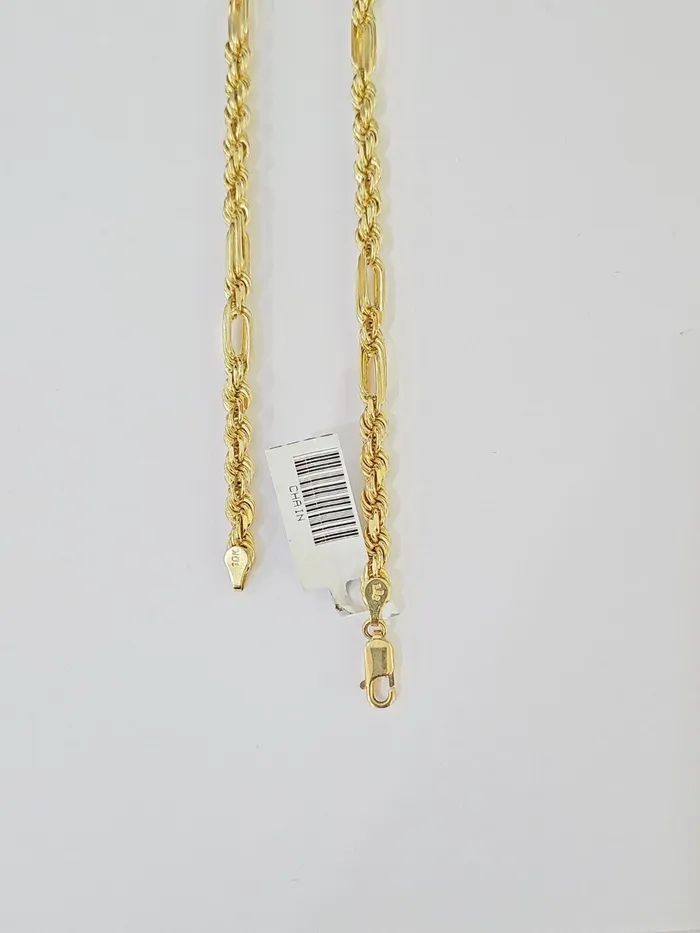 Gold and Diamond Necklaces 10k Solid Yellow Gold Milano Rope chain 4mm 26Inches Genuine Necklace