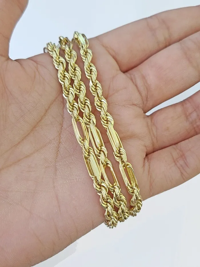 Gold and Diamond Necklaces 10k Solid Yellow Gold Milano Rope chain 4mm 26Inches Genuine Necklace