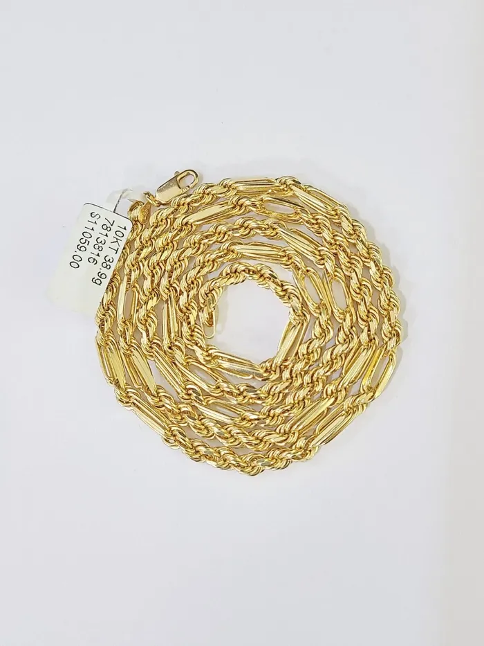 Gold and Diamond Necklaces 10k Solid Yellow Gold Milano Rope chain 4mm 26Inches Genuine Necklace