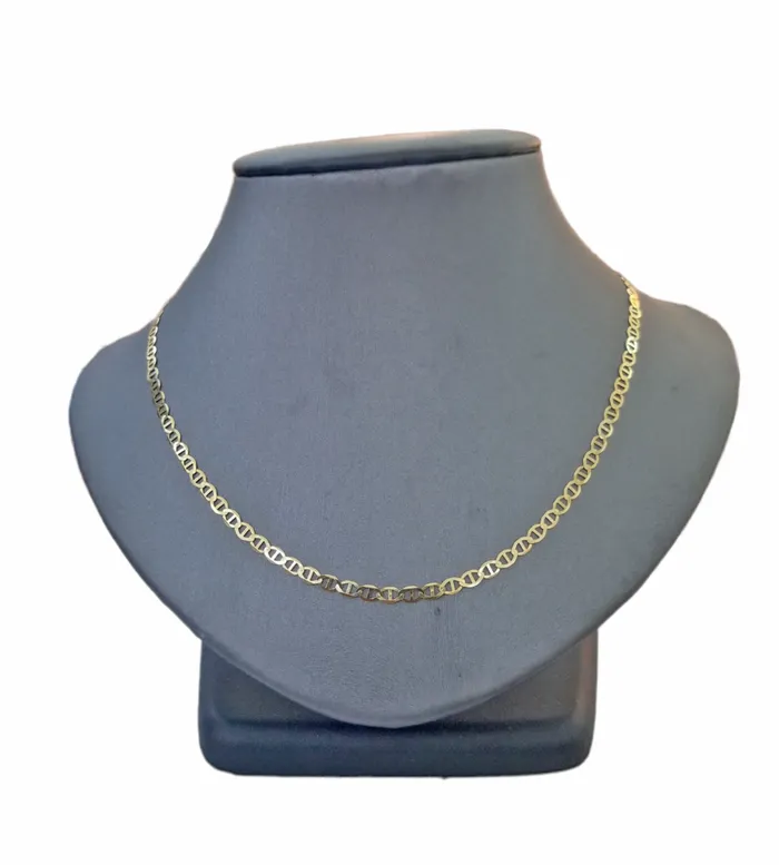 Gold and Diamond Necklaces Real 10k Yellow Gold Mariner Anchor Link Necklace Bracelet Set 3mm Chain