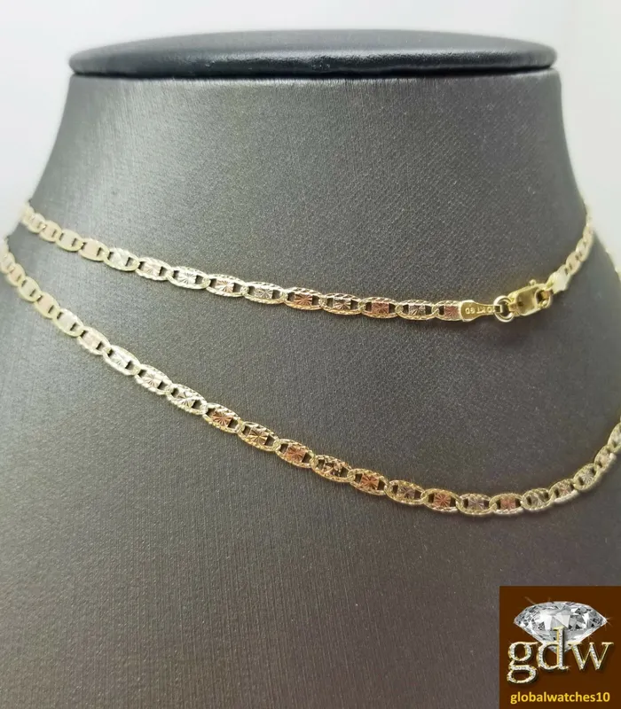 Gold and Diamond Necklaces Real TrioGold Women Link Chain with Diamond Cuts and 24 Inches Lobster Clasp Gold and Diamond Necklaces Real TrioGold Women Link Chain with Diamond Cuts and 24 Inches Lobster Clasp