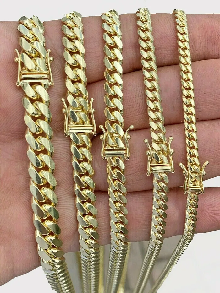 Gold and Diamond Necklaces SOLID 14k Gold Miami Cuban link Chain Necklace 18 26 3mm6mm REAL 14kt Strong Gold and Diamond Necklaces SOLID 14k Gold Miami Cuban link Chain Necklace 18 26 3mm6mm REAL 14kt Strong