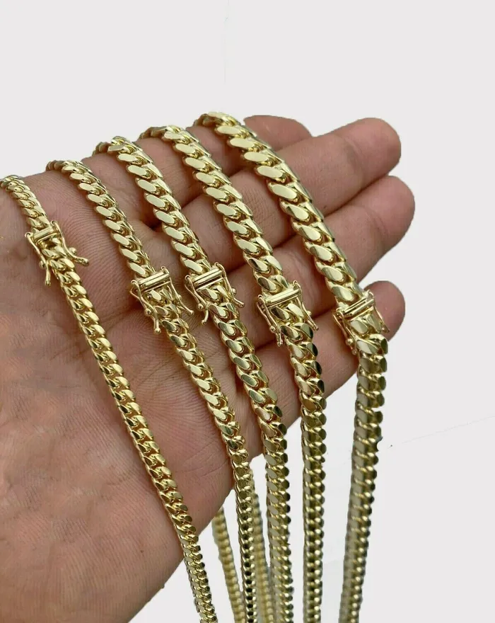 Gold and Diamond Necklaces SOLID 14k Gold Miami Cuban link Chain Necklace 18 26 3mm6mm REAL 14kt Strong