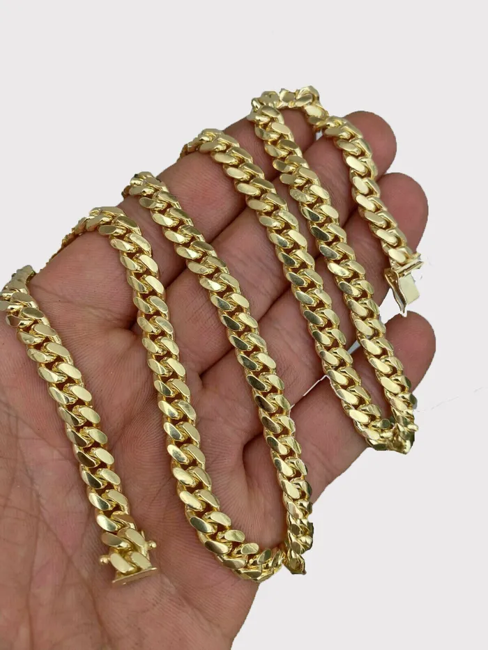 Gold and Diamond Necklaces SOLID 14k Gold Miami Cuban link Chain Necklace 18 26 3mm6mm REAL 14kt Strong