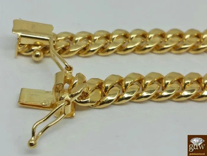 Gold and Diamond Real 14K Yellow Gold Miami Cuban Chain 24 6mm BOX LOCK Men Franco Rope Necklaces