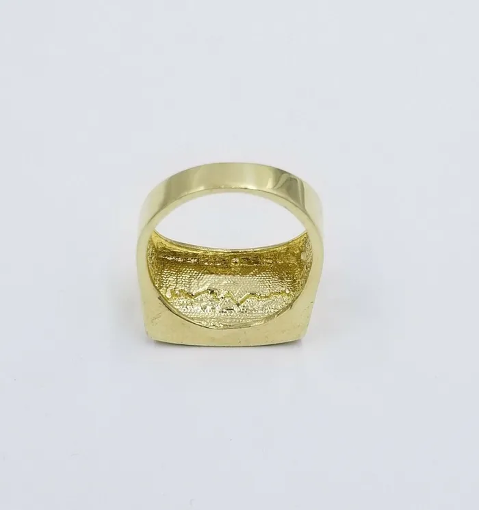 Gold and Diamond Rings REAL 10k Yellow Gold Last Supper Ring Cross Design Mens Ring Size 10 Sizable