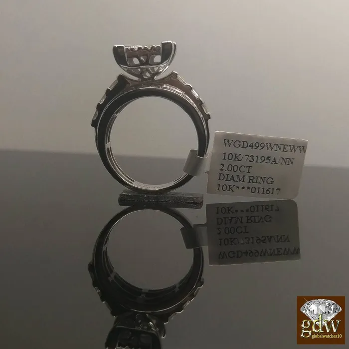 Gold and Diamond Rings Real 2 CT Diamond Solid 10k White Gold ladies Ring Engagement Wedding Women band