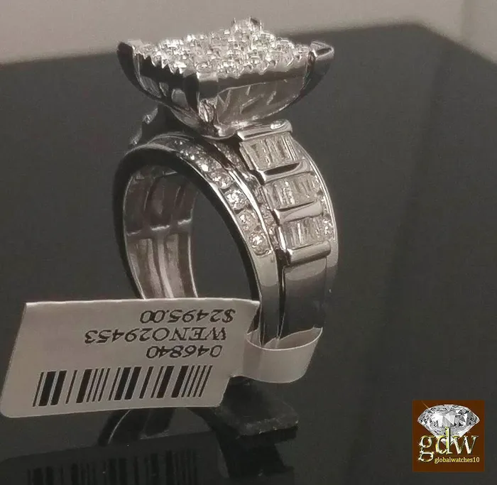 Gold and Diamond Rings Real 2 CT Diamond Solid 10k White Gold ladies Ring Engagement Wedding Women band