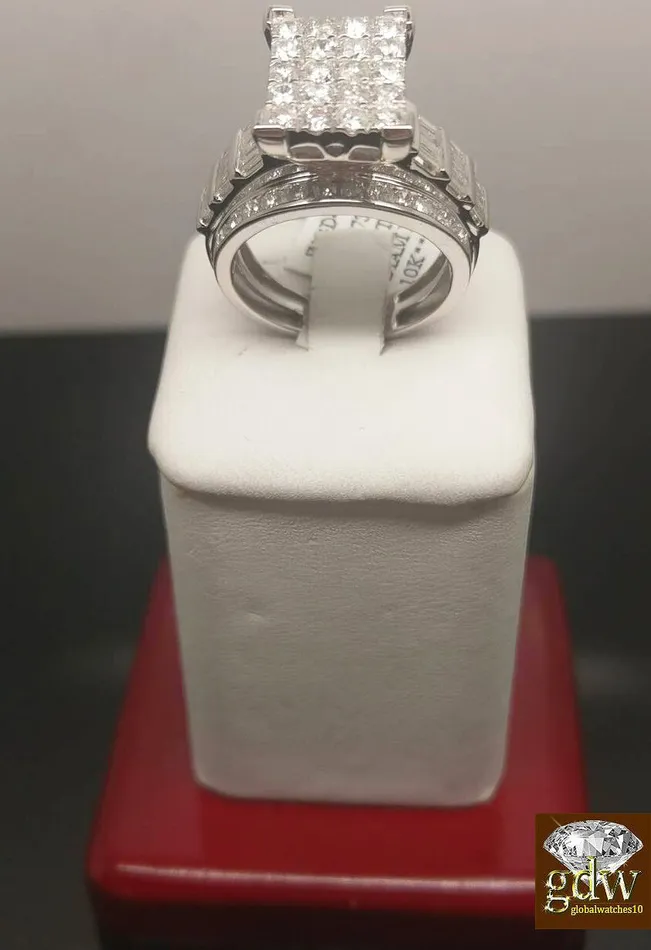 Gold and Diamond Rings Real 2 CT Diamond Solid 10k White Gold ladies Ring Engagement Wedding Women band