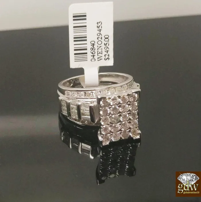 Gold and Diamond Rings Real 2 CT Diamond Solid 10k White Gold ladies Ring Engagement Wedding Women band