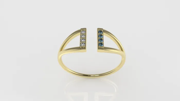 Gold Ring with 4 MOISSANITE VS1 and 4 BLUE TOPAZ band JCM DESIGN JEWELRY Rings Gold Ring with 4 MOISSANITE VS1 and 4 BLUE TOPAZ band JCM DESIGN JEWELRY Rings