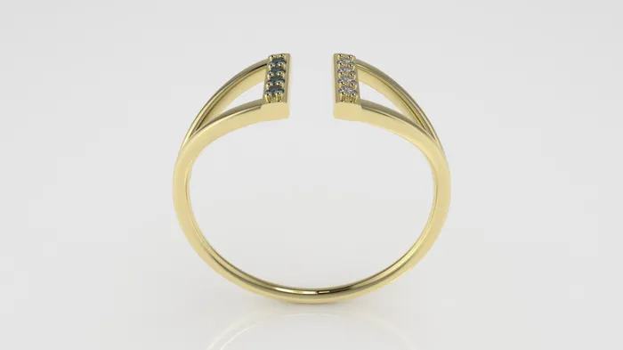 Gold Ring with 4 MOISSANITE VS1 and 4 BLUE TOPAZ band JCM DESIGN JEWELRY Rings