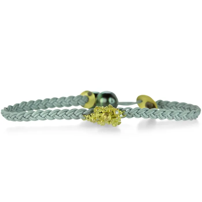 Gray Braided Floral Bracelet with Snail Lene Vibe Bracelets