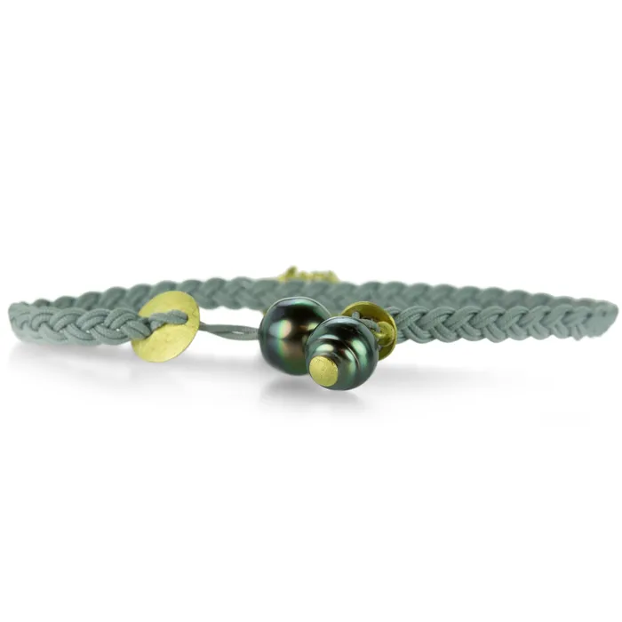 Gray Braided Floral Bracelet with Snail Lene Vibe Bracelets Gray Braided Floral Bracelet with Snail Lene Vibe Bracelets