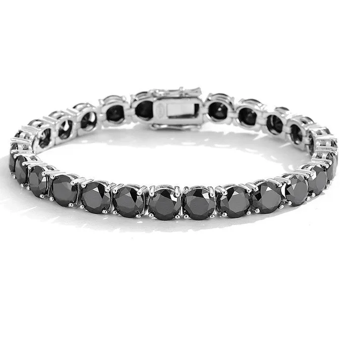 GuangZhouYunTong Bracelets Black Moissanite Diamond 925 Sterling Silver Tennis Chain Bracelet