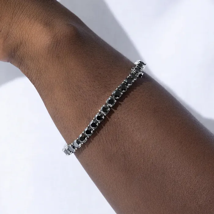 GuangZhouYunTong Bracelets Black Moissanite Diamond 925 Sterling Silver Tennis Chain Bracelet