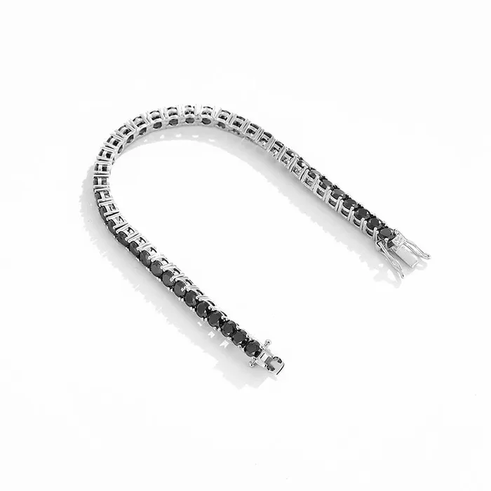 GuangZhouYunTong Bracelets Black Moissanite Diamond 925 Sterling Silver Tennis Chain Bracelet