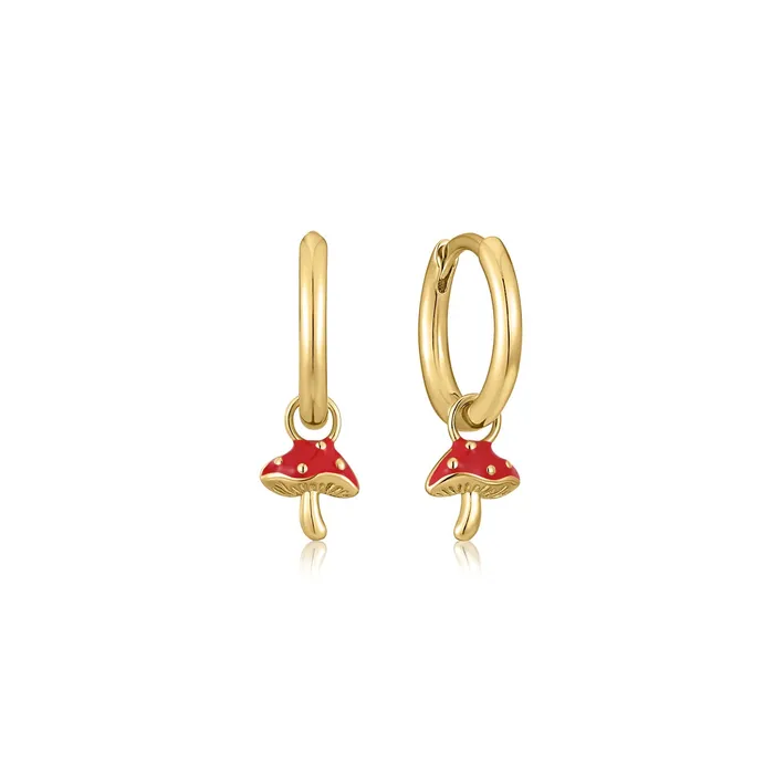 Happy Kids II Clementine Single Earring Red Enamel White CZ 14K Gold Plated 925 Silver Spirito Rosa Earrings Happy Kids II Clementine Single Earring Red Enamel White CZ 14K Gold Plated 925 Silver Spirito Rosa Earrings