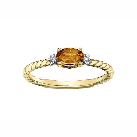Independent Jewellers Rings 10kt Yellow Gold Citrine and Diamond Stackable Ring Independent Jewellers Rings 10kt Yellow Gold Citrine and Diamond Stackable Ring