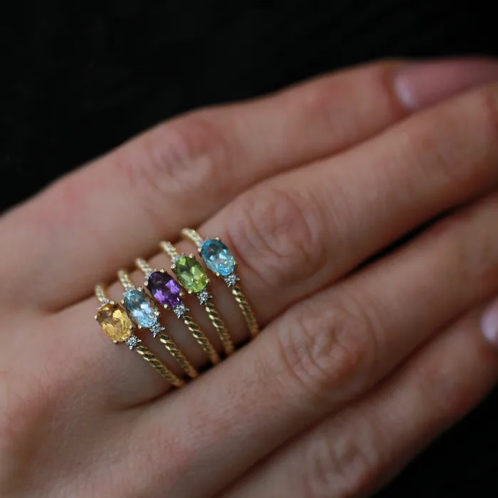 Independent Jewellers Rings 10kt Yellow Gold Citrine and Diamond Stackable Ring Independent Jewellers Rings 10kt Yellow Gold Citrine and Diamond Stackable Ring