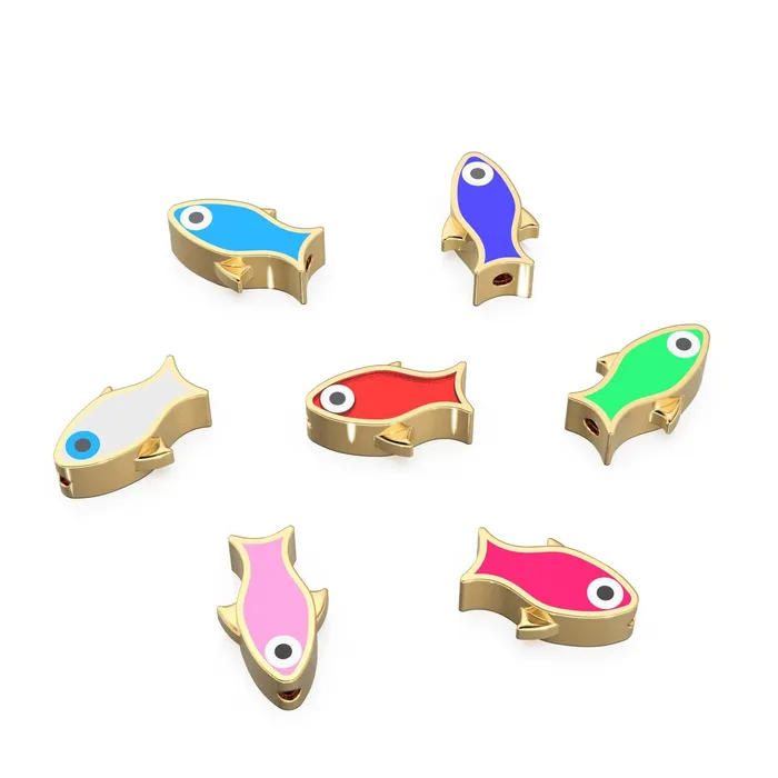 Jalvi Co Bracelets 7x12mm Solid Gold Enamel Fish Beads Connector for Beads Beads for Spacer Bracelet Bracelet for Beads 18k Gold Findings 14k Aquatic Bead Jalvi Co Bracelets 7x12mm Solid Gold Enamel Fish Beads Connector for Beads Beads for Spacer Bracelet Bracelet for Beads 18k Gold Findings 14k Aquatic Bead