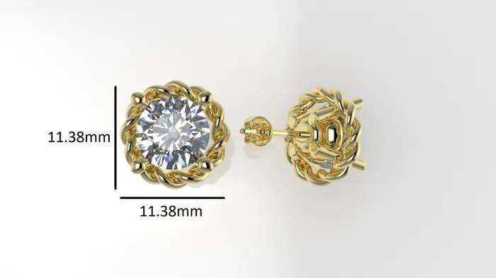 Jcm 21 jewelry Earrings 14k Earrings with 2 DIAMONDS 300ct STT Prong Push Back Rope