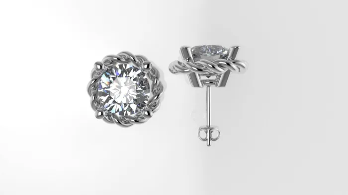 Jcm 21 jewelry Earrings 14k Earrings with 2 DIAMONDS 300ct STT Prong Push Back Rope