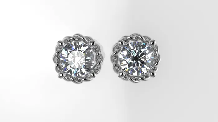 Jcm 21 jewelry Earrings 14k Earrings with 2 DIAMONDS 300ct STT Prong Push Back Rope