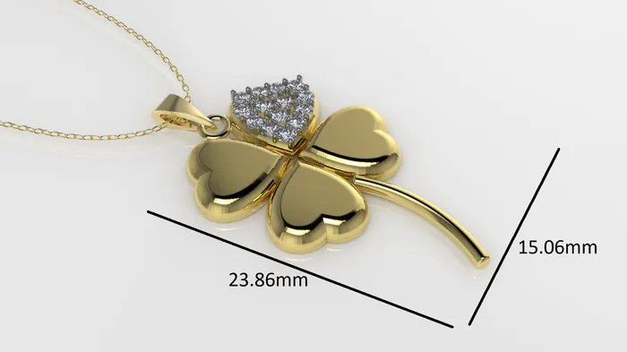 Jcm 21 jewelry Necklaces 14K Gold Pendant with 14 Diamonds STT Prong Only Pendant Clover Style