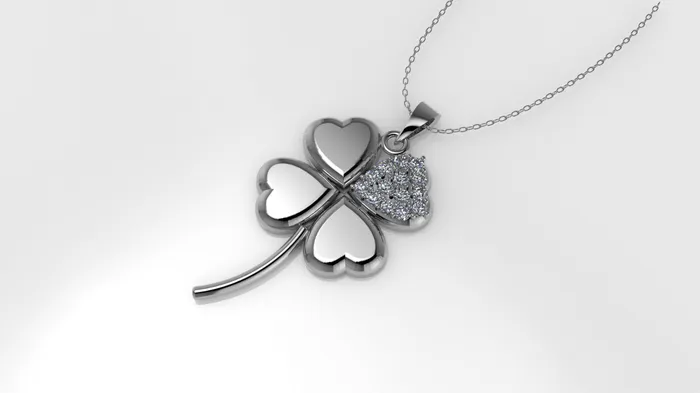 Jcm 21 jewelry Necklaces 14K Gold Pendant with 14 Diamonds STT Prong Only Pendant Clover Style