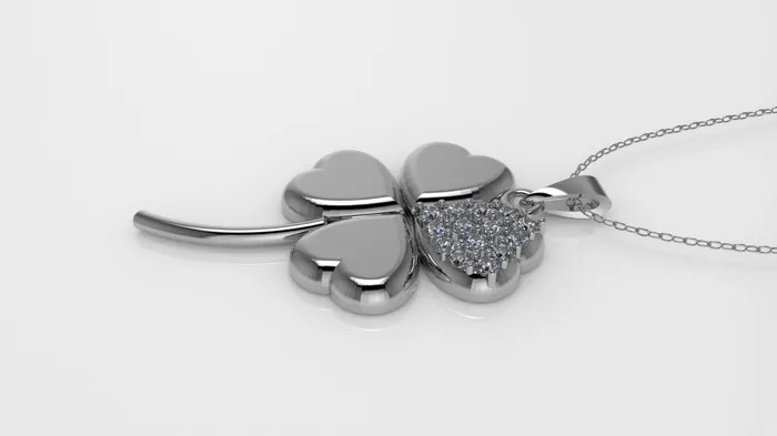 Jcm 21 jewelry Necklaces 14K Gold Pendant with 14 Diamonds STT Prong Only Pendant Clover Style
