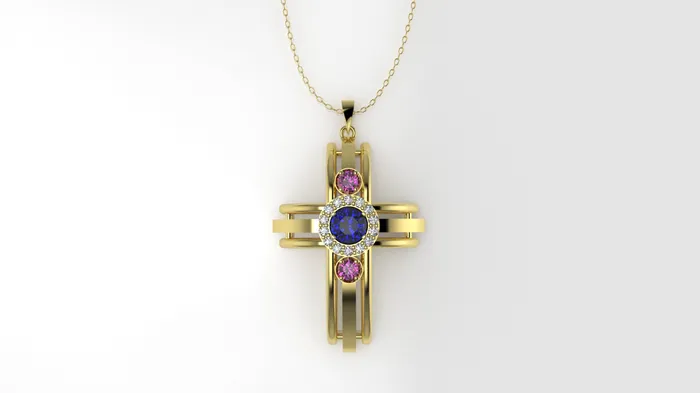 Jcm 21 jewelry Necklaces 14K Gold Pendant with 17 Stones STT Prong Cross Style Only Pendant Jcm 21 jewelry Necklaces 14K Gold Pendant with 17 Stones STT Prong Cross Style Only Pendant