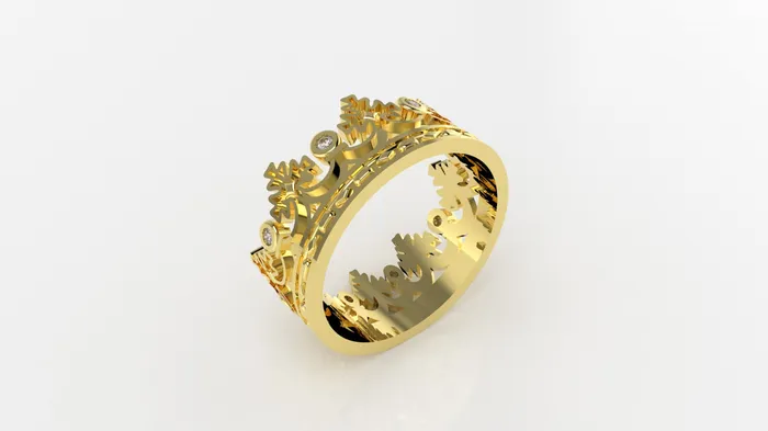 Jcm 21 jewelry Rings 14K Gold Ring with 8 Diamonds STT Bezel Crown Style For Men