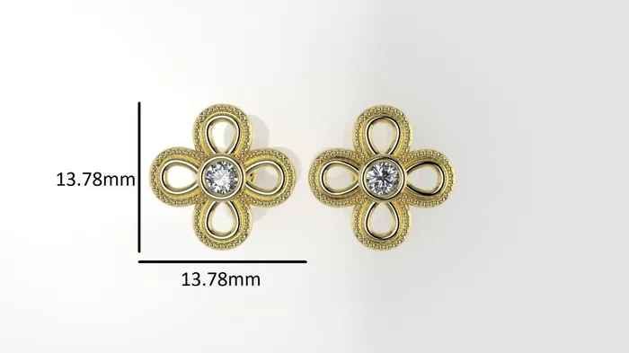 JCM DESIGN JEWELRY 14k Earrings with 2 DIAMONDS 300mm VS1 each Stt Bezel FILIGREE Earrings